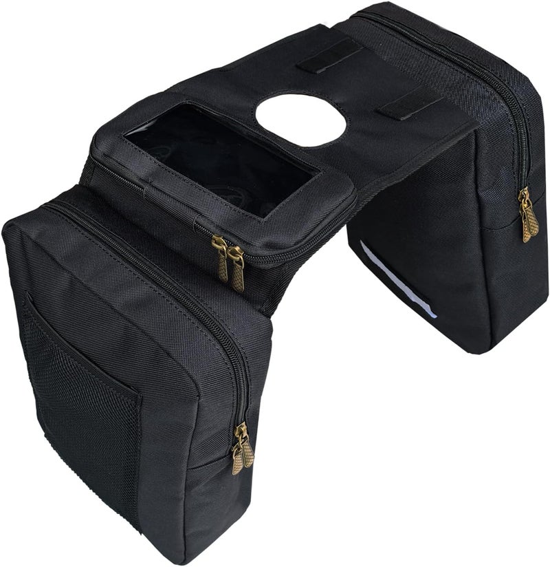 Vanlison ATV Tank Bag Saddle Bag Waterproof Motorcycle Bag Compatible with Snowmobile Sportsman Scrambler FourTrax Grizzly UTV Hanging Storage Bag Black - Image 1